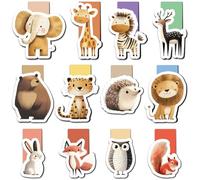 Pack of 12 Magnetic Bookmarks, Tixlux Magnetic Bookmarks with Cute Forest Animals for Children, Teachers, Students, Book Lovers, Animal Friends