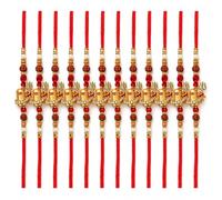 Pack of 12 Mahadev Shivling Rakhi for Brother, Handmade Red Thread Rakhi Set with Trishul and Rudraksha Beads, Traditional Raksha Bandhan Bracelet Gift for Bhai, Brothers, Cousins and Family