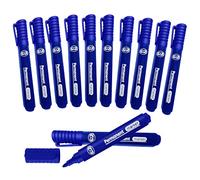 (Pack of 12) Markers Thick Bullet Tip Permanent Marker Pens Dry Wipe Whiteboard Pens Quick Drying Smear proof Pens Non Toxic Low Odour Works on Plastic Glass Wood Metal (Permanent Markers, Blue)