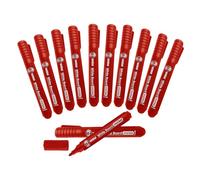 (Pack of 12) Markers Thick Bullet Tip Permanent Marker Pens Dry Wipe Whiteboard Pens Quick Drying Smear proof Pens Non Toxic Low Odour Works on Plastic Glass Wood Metal (Whiteboard Markers, Red)