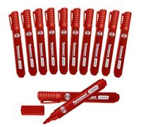 (Pack of 12) Markers Thick Bullet Tip Permanent Marker Pens Dry Wipe Whiteboard Pens Quick Drying Smear proof Pens Non Toxic Low Odour Works on Plastic Glass Wood Metal (Permanent Markers, Red)