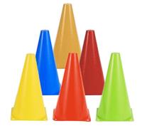Pack of 12 marking cones, football, 17.5 cm, football training cones, 6 colours, children's pylons, traffic cones, marking cones for sports, football, children, equestrian sports and dog training