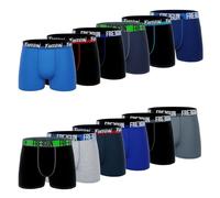 Pack of 12 Men's Cotton Boxer Shorts - Assorted Colours and Designs, Black/Blue/Grey/Red/Yellow/Orange/Green, XXL