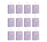 Pack of 12 mermaid party package bags with handle candy cookie bags for birthday and celebration event wedding favor bags