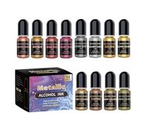Pack of 12 Metallic Alcohols Inks for Resin Dish and Fine Arts Richly Pigmented Colors for Craft Techniques Faux Stained Glass Inks