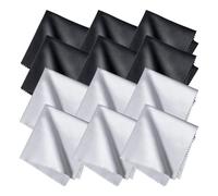Pack of 12 Microfibre Glasses Cleaning Cloths for Glasses, Screens, Tablets, Glasses, 30 x 30 cm, Black/Grey