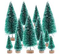 Pack of 12 Mini Artificial Pine Trees, 4.5/6.5/8.5/12.5 cm, Miniature Christmas Tree with Wooden Base, Artificial Fir Tree for Christmas Party, Christmas Decoration, Table Decoration, Shop Window
