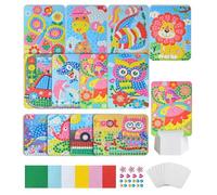 Pack of 12 Mosaic Craft Set for Children, Adhesive Pictures Crafts Spring DIY Mosaics Stickers, Sticky Mosaics, Art Children's Birthday, Party Activity Gifts for Girls Boys from 3 4 5 6 7 8 Years