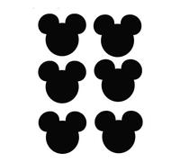 Pack of 12 Mouse face Vinyl Mickey Stickers for Tablets/Laptops/Cars/Wine Glass/Weddings (Black, 4cm x 3.5cm)
