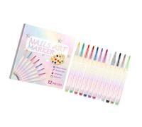 Pack of 12 Nails Art Coloring Pen Easy Control Nails Pens for Various Occasions Creative Patterns Quick-Drying Nail