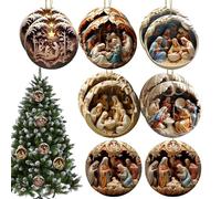 Pack of 12 Nativity Christmas Ornament Nativity Scene Ornaments Wooden Nativity Set Birth of Jesus Christian Ornaments for Religious Ornament Christmas Tree Ornaments