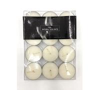 Pack of 12 Natural Tea Lights - Approx. Burn Time 3-4 Hours. White Wax Unscented Night Lights Candles Vegan Wax Non-Toxic