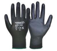 Pack of 12 or 240 Work and Gardening Gloves, Safety Gloves, - Black Nylon PU Coated Workwear Gloves for Builder, Gardener, Mechanic, Construction, Warehouse etc (12, MEDIUM-8)