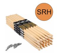 Pack of 12 Pair Johnny Brook Wooden Drum Sticks Maple 2B 5A 5B 7A SRH Wood Tip