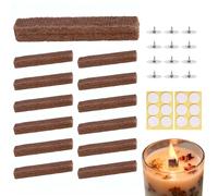 Pack of 12 Permanent Wicks for Wax Eaters, Candle Wicks for Thick Outdoor Candles, 2 x 2 x 10 cm Wicks for Candles for Permanent Candle, Table Fire, Melting Light and Melting Fire