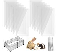 Pack of 12 Pet Cage Inserts, 35.6 x 11.5 cm, Transparent Plastic Urine Repellent Plates with 100 Cable Ties, Cage Urine Protection, Side Lining, Transparent Sheet with Holes for Lgel Hamster Bunny
