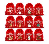 Pack Of 12 Plush Drawstring Gift Bags For Christmas And Birthday Parties Soft Fabric Pouches For Small Presents Craft Bags