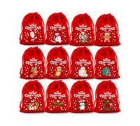 Pack Of 12 Plush Drawstring Gift Bags For Christmas And Birthday Parties Soft Fabric Pouches For Small Presents Craft Bags