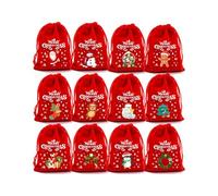 Pack Of 12 Plush Drawstring Gift Bags For Christmas And Birthday Parties Soft Fabric Pouches For Small Presents Craft Bags
