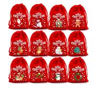 Pack Of 12 Plush Drawstring Gift Bags For Christmas And Birthday Parties Soft Fabric Pouches For Small Presents Craft Bags