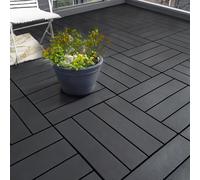 (Pack of 12) Polydeck Black PVC Decking Tiles for Outdoors
