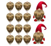 Pack of 12 Pre-Cut Gnome Beard Faux Fur Costume Beard Fabric Handmade Dwarf Beard for DIY Christmas Gnome Sewing Craft Patch Dolls Gnome Nose Easter Christmas Party