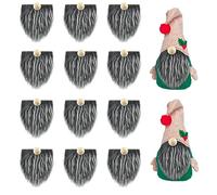 Pack of 12 Pre-Cut Gnome Beard Faux Fur Costume Beard Fabric Handmade Dwarf Beard for DIY Christmas Gnome Sewing Craft Patch Dolls Gnome Nose Easter Christmas Party