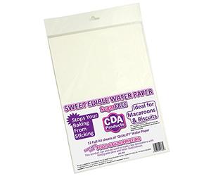 Pack of 12 Premium Full A4 Sized Sweet Vanilla Flavoured White Edible Wafer Paper (Rice Paper) Sheets 201-368 by CDA Products