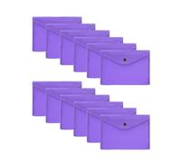 Pack of 12 Purple Janrax A5 Wallets - Strong Polypropylene Document Folders with Press-Stud Fastening, Holds 150 Sheets