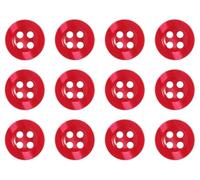 Pack of 12 Red 11mm Round Sew On Plastic Buttons for Shirts Blouses Pearlescent Flat 4 Holes 18L
