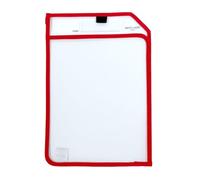 Pack of 12 Red Edge Clear Dry Erase Write and Wipe Reusable Sleeve Pocketss