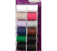 Pack of 12 Reels of Assorted Coloured Sewing Threads by Sewing Box