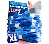 Pack of 12 Refills for Diaper Bin XL - 6 Metres per Unit (Total 72 M) - Baby Powder Scent - Diaper Bag Compatible with Tommee Tipee Twist & Click, Simplee Sangenic, Sangenic Tec