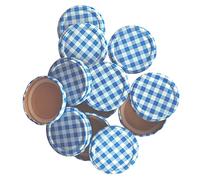 Pack of 12 Replacement 63mm Twist On Jam Jar Lids - Blue Gingham - (Choice of Colours)