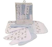 Pack Of 12 Reusable Baby Girl Boy Cotton Rich Wash Cloths Towel Flannel Wipes (Sky Blue)