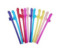 Pack of 12 Reusable Rainbow Willy Straws Fun Colourful Party Accessories for Hen Do Bridal Shower Bachelorette and Girls Night