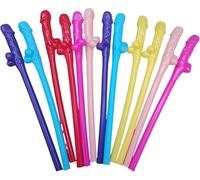 Pack of 12 Reusable Rainbow Willy Straws - Fun Novelty Party Accessories