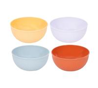 Pack of 12 Ribbed Plastic Food Bowls Salad Snack Summer Party Outdoor Picnic BBQ Terracotta Lilac Blue Yellow Strong Durable Reusable Cereal Dessert
