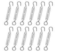Pack of 12 Rope Tensioners Stainless Steel Turnbuckles with Hook and Eye Turnbuckles M4 Adjustable Wire Rope Tensioner for Wire Mesh Fence Steel Cable with Eyelets Curtain Rope and Rope Tension Awning