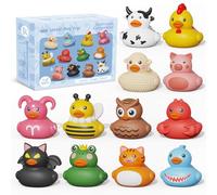 Pack of 12 Rubber Ducks Baby Bath Duck Toddler Bath Toys Hole-Free Sealed Bathtub Toys Pool Water Soft Floating Rubber Toy for 18M+