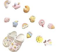 Pack of 12 Shoe Charms, Removable Colourful Crocs Badge for Crocs, Cute Shoe Pins, PVC Shoe Charm for Girls, Women, Children