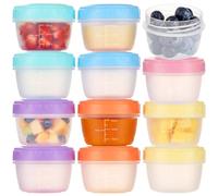 Pack of 12 Small Freezer Containers with Lids, Reusable 80ml Plastic Containers, Stackable Leakproof Food Containers with and Markers for Snack, Sauce, Fruit