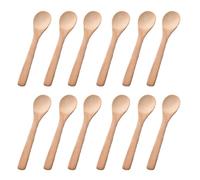 Pack of 12 Small Wooden Spoons Wood Honey Teaspoon Wooden Kitchen Spoons for Spice Condiments, Coffee Tea Sugar Salt Jam Dessert Ice Cream Spoons, 13x3CM