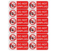 Pack of 12 Socket Signs Do not Unplug self Adhesive Vinyl Stickers 50mm x 20mm for use Above Plugs on Electrical Wall sockets