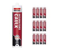 Pack of 12, Soudal Decorator Caulk Gap & Crack Filler Acrylic Silicone Adhesive Sealant