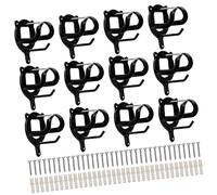 Pack of 12 Strong Iron Handle Fasteners with Expansion Tubes and Screws for Wall Mounting Permanent Dull Black Varnished Oxidation Immune for Horse Equipment Storage Organization Garage Fasteners