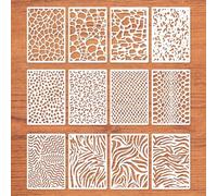 Pack of 12 Textured Painting Stencils - Wall, Makeup, Face Painting & Cake Designs