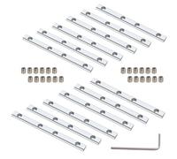 Pack of 12 Track Connectors, Aluminium Profile Connectors, Straight Inner Line, 10 cm Length, with M5 Screws, for 20 x 20 Series, 6 mm Groove (Silver, 12PACK-2020)