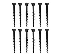 Pack of 12 Universal Lawn Robot Charging Station Screws Ground Screws x 13.8 cm - for Garage Robotic Lawnmower Assembly, Flat Head Screws & Screw Peg in Black