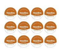 Pack of 12 Vaseline Lip Therapy Cocoa Butter 20g Tin | Petroleum Jelly Lip Balm for Dry, Chapped & Cracked Lips | Moisturising Lip Care with Nourishing Cocoa Butter | Mini Pocket Travel Size